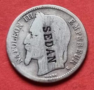 MONETA MONNAIE COIN FRANCIA NAPOLEON III° EMPEREUR 1 FRANC 1866 SURCHARGE SEDAN - Foto 1 di 12
