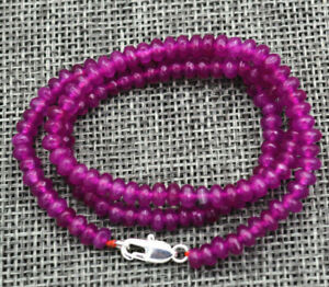 New 2x4mm Faceted Rose Ruby Rondelle Gemstone Beads Necklace 18"