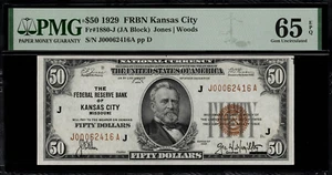 1929 $50 Federal Reserve Bank Note - Kansas City - FR.1880-J - Graded PMG 65 EPQ - Picture 1 of 2