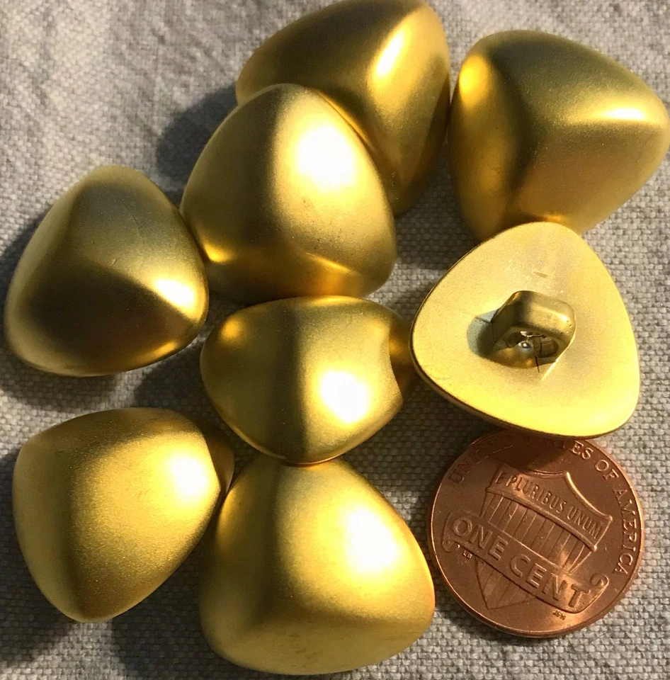 8 Domed Brushed Gold Tone Triangular PLASTIC Shank Buttons 13/16" 20MM # 3660 - Image 1 of 1