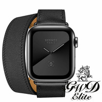 Apple Watch Hermes Fauve Barenia 45MM leather Gourmette Double-Tour in hand  | eBay