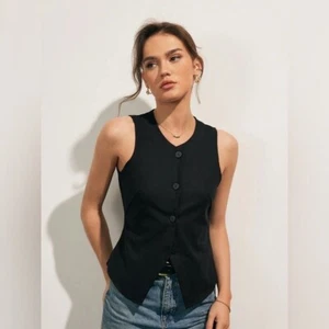Linen Blends Button Up Tank Top - Picture 1 of 4