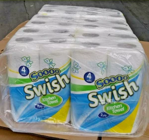 48 x Rotolo di Asciugamano da Cucina Bianco 2 Strati di Carta Vanno Bianco Goffrato - Foto 1 di 1
