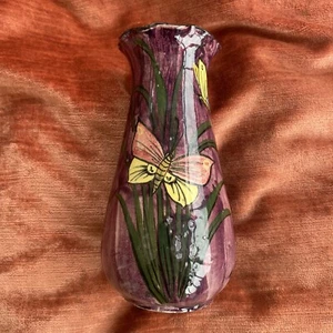 Vintage Longpark Pottery Torquay Small Butterfly Vase - Picture 1 of 5