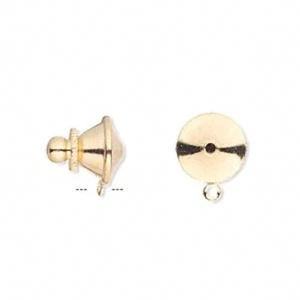 10 vergoldete Messing Kupplungen 11x10 mm Push In Tie Tac mit Schlaufe - Bild 1 von 1
