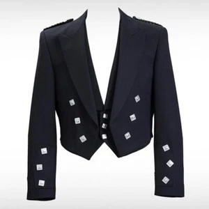 Ex-Hire Black Prince Charlie Jacket& Waistcoat made in Scotland, 14oz wool £99 - Picture 1 of 5