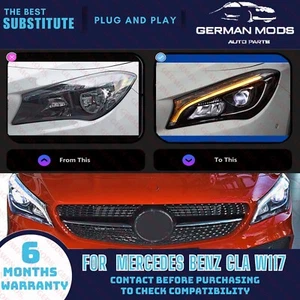 MERCEDES C117 W117 CLA200 CLA45 MODIFIED LED HEADLIGHT PAIR UPGRADE FROM HALOGEN - Picture 1 of 8