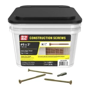 Star Drive Bugle-Head #9x3 in. Construction Screw 25lbs PACK Yellow Zinc Plated - Picture 1 of 7