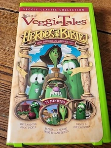 2002 VeggieTales "Heroes of the Bible" VHS Lime Green Video Tape Clamshell Case - Picture 1 of 2