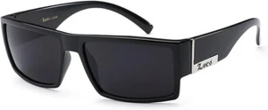 LOCS Rectangular Gangster Black Shades Mens Designer Sunglasses Cholo Dark Lens - Picture 1 of 4