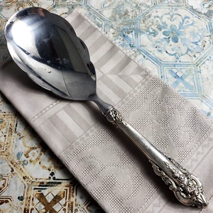 WALLACE GRANDE BAROQUE 1941 Vintage Sterling Silver 9 3/4" Rice Serving Spoon - Picture 1 of 8