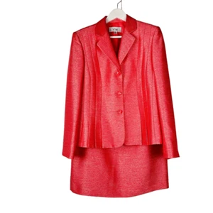 Le Suit Coral Skirt and Jacket Suit size 14 - Picture 1 of 15