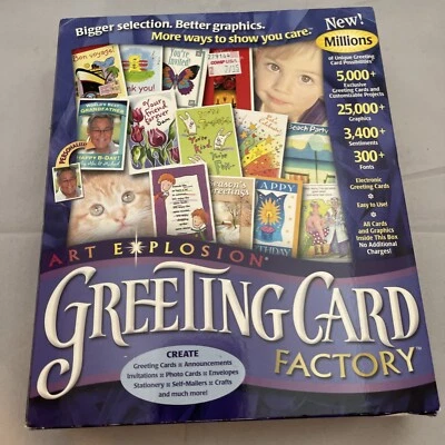 Art Explosion Greeting Card Factory PC New Sealed 2003 - Image 1 of 3