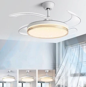 Plafoniera Ventilatore a Soffitto LED 4 Ventole a Scomparsa Effetto Stellato Oro - Foto 1 di 9