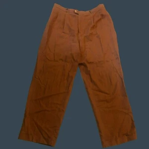 Trust USA Herren XL braun Leinen/Rayon Mischung weites Bein Hose rostfarben Vintage - Bild 1 von 7