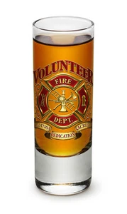 FREIWILLIGE FEUERWEHRMANN - TRADITION, WIDMUNG, OPFER 2 OZ. SCHNAPSGLAS - Bild 1 von 1