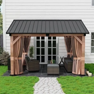 Mondawe 11'x13' Outdoor Hardtop Gazebo Gable Roof Canopy Pergola for Patio Deck - Picture 1 of 10