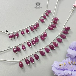 Pietra preziosa a goccia rubino 100% naturale non trattata argento sterling 925 perline semplici - Foto 1 di 9