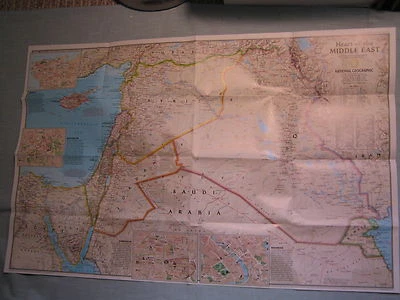 MIDDLE EAST MAP IRAQ SYRIA JORDAN ISRAEL National Geographic October 2002  - Image 1 of 2