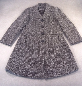 Debenhams Womens Jacket Size 16 Black Grey Herringbone Mid Formal Occasion - Picture 1 of 19