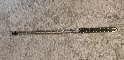 Metal Chain Link Black Leather Belt w/ Rivets #2309 XXL unusual - Image 1 of 4