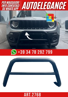 💕ART.2768 BGF-UDS0001MB Bullbar Anteriore Protezione Jeep Renegade 2014+ Nero💕 - Immagine 1 di 4