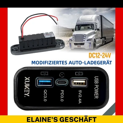 12V QC 3.0 PD USB Auto KFZ Steckdose Dual USB Ladegerät Einbau Buchse Dose KFZ - Bild 1 von 4