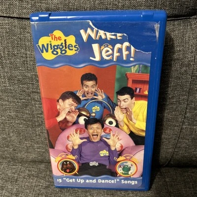 The Wiggles Wake Up Jeff VHS Tape 2001 Blue Clam Shell 15 Songs Kids Show Foto 1 de 4