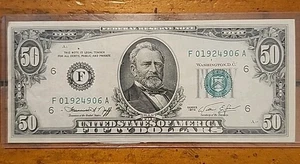 Old Small Head Series 1974 $50 Bill Serial Number F01924906A Atlanta - Picture 1 of 6