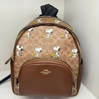 Coach X Peanuts Court Backpack In Signature Canvas With Snoopy Print CBM25 - Image 1 of 4