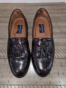 Bostonian Classics Leather Shoes 8.5 Burgandy Loafers First Flex Kiltie Tassels - Picture 1 of 12