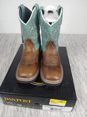 Dan Post Children's Girls 11.5 D Brown & Turquoise Western Boots DPC2937 - Image 1 of 4