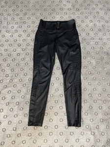 Athleta Leggings Womens Small Delancey Gleam Moto Tight Faux Leather Zipper - Picture 1 of 12