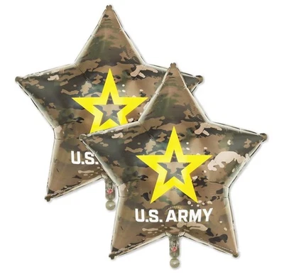Army 24" Star Shaped Set of 2 Mylar Balloons Birthday Promotion Decorations - Image 1 of 4
