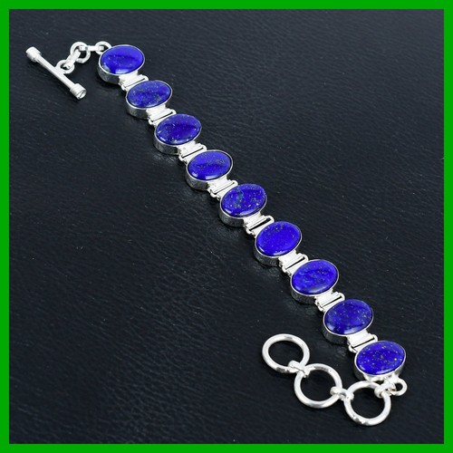 VALENTINO Bracciale catena lapislazzuli naturale ovale affare festa amicizia gioielli argento 925