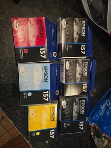 Genuine Epson 157 Ink Cartridges (6) Matte Black Yellow Vivid Light Magenta Cyan - Picture 1 of 6