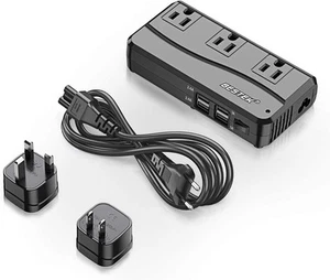 BESTEK Universal Reiseadapter 220V auf 110V Spannungswandler mit 02 schwarz - Bild 1 von 8