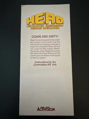 Vintage 1984 H.E..R.O. Commodore 64 MANUAL ONLY - Image 1 of 2