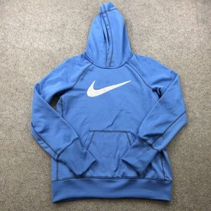 Nike Hoodie Wome Medium Blue Therma-Fit Pullover Sweatshirt Swoosh Athletic Warm - Picture 1 of 10