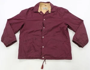 Rare Vintage L.L. BEAN Chamois Lined Coach Windbreaker Jacket 80s Maroon Red L - Picture 1 of 16