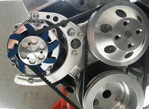 SBC ALTERNATOR BRACKET KIT LONG PUMP BILLET ALUMINUM MID MOUNT SMALL BLOCK CHEVY - Picture 1 of 5