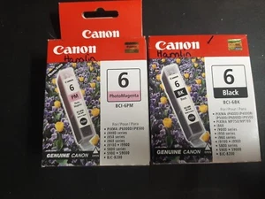 Two Canon BCI-6BK Black Ink Cartridges Genuine Canon SEALED - Bild 1 von 7