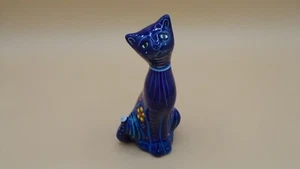 Mexican Talavera Folk Art Pottery Blue Ceramic Cat Figurine Glazed 6" Tall - Picture 1 of 4