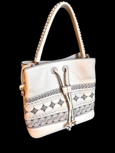 Brighton Ferrara Livia Lorenza Vallera  Bucket Handbag Crossbody White MSRP $430 - Picture 1 of 12
