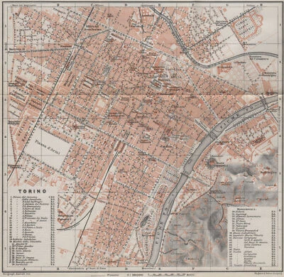 TORINO TURIN antique town city plan piano urbanistico. Italy mappa 1909 - Image 1 of 2