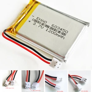 3.7V 603450 1200mAh JST 2 pines 1.25 1.5 2.0 2.54 conector batería de polímero Lipo - Imagen 1 de 9