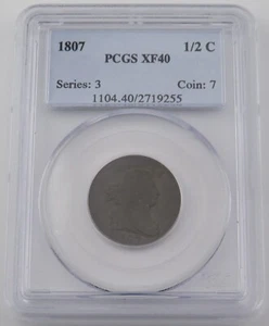1807 Draped Bust Half Cent PCGS XF40 - Picture 1 of 11