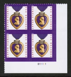 US USA Sc# 5419 MNH FVF PL# BLOCK Purple Heart Medal Washington - Picture 1 of 1