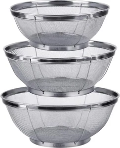 3 Pack Strainers for Kitchen, 18/8 Stainless Steel Colander, Fine Mesh Strain... - Picture 1 of 7