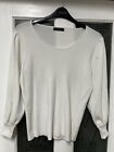 Tesco F&amp;F White Warm Knitted Top Size 20 - Slight Marks Roll Cuff Puff Shoulder